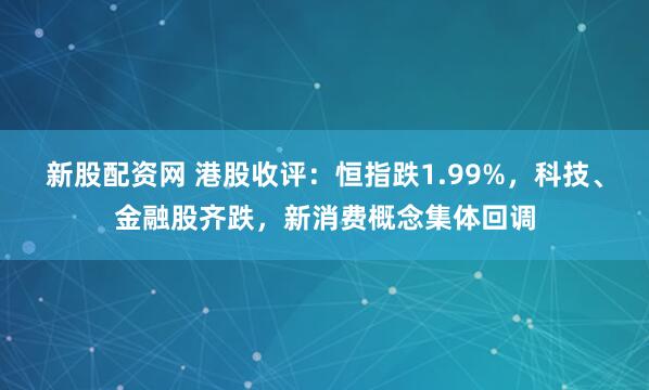 新股配资网 港股收评：恒指跌1.99%，科技、金融股齐跌，新消费概念集体回调