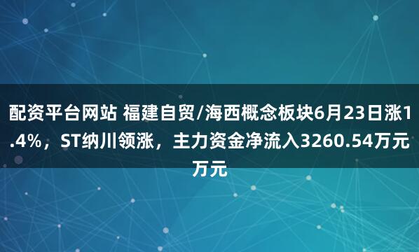 配资平台网站 福建自贸/海西概念板块6月23日涨1.4%，ST纳川领涨，主力资金净流入3260.54万元