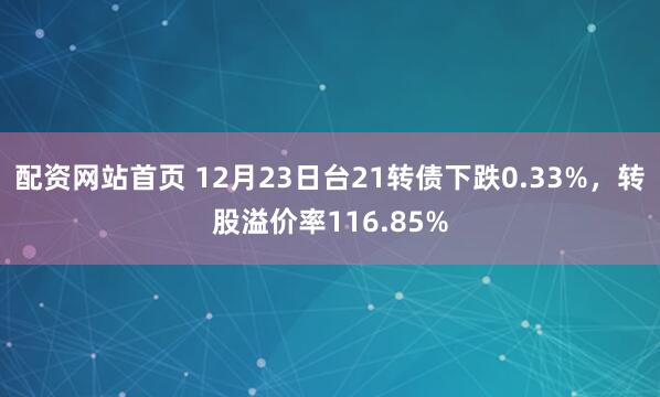 配资网站首页 12月23日台21转债下跌0.33%，转股溢价率116.85%